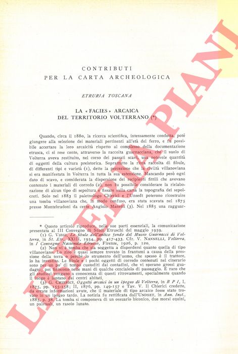 FIUMI Enrico - - La 'facies' arcaica del territorio volterrano.