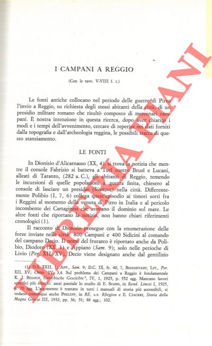 CRISTOFANI Mauro - - I Campani a Reggio.