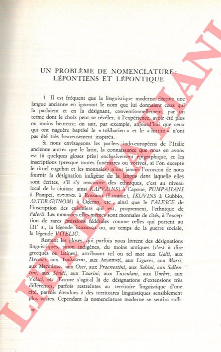 LEJEUNE Michel - - Un problme de nomenclature: Lpontiens et lpontique.