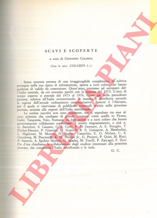 (COLONNA Giovanni) - - Scavi e scoperte.