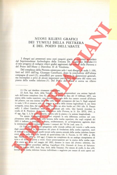 CURRI Claudio P. - - Nuovi rilievi grafici dei tumuli della Pietrera e del Pozzo dell'Abate.