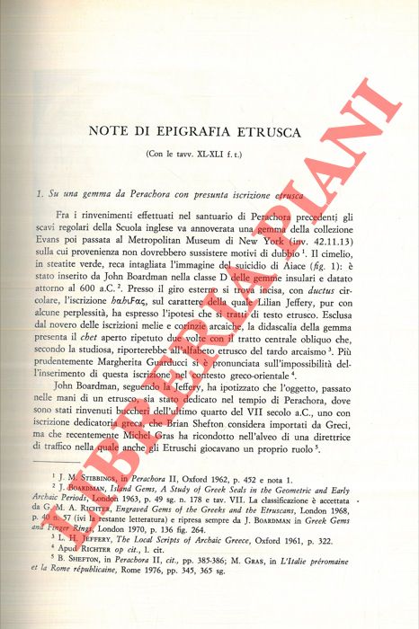 CRISTOFANI Mauro - - Note di epigrafia etrusca.