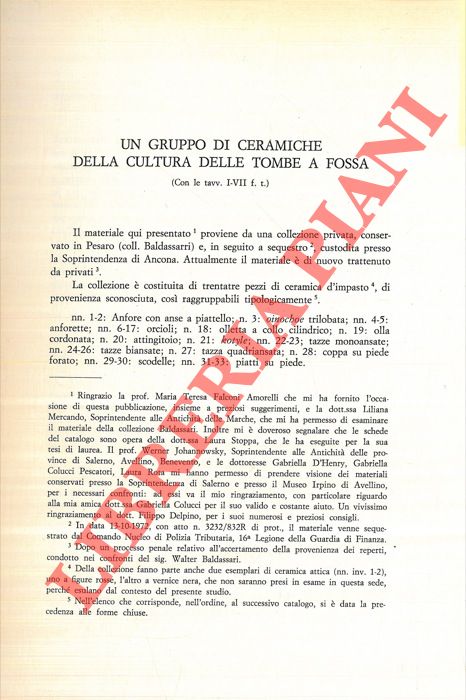 FARIELLO Maria Raffaella - - Un gruppo di ceramiche della cultura delle tombe a fossa.