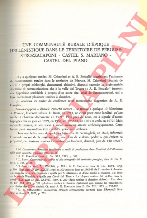 DEFOSSE Pol - - Une communaut rurale d'poque hellnistique dans le territoire de Prouse: Strozzacaponi - Caste S. Mariano - Castel del Piano.