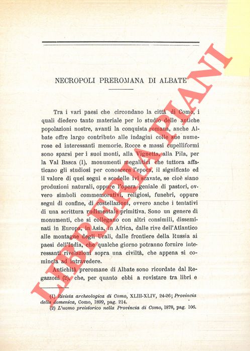 BASERGA Giovanni - - Necropoli preromana di Albate. Nuove scoperte nella necropoli preromana di Albate.