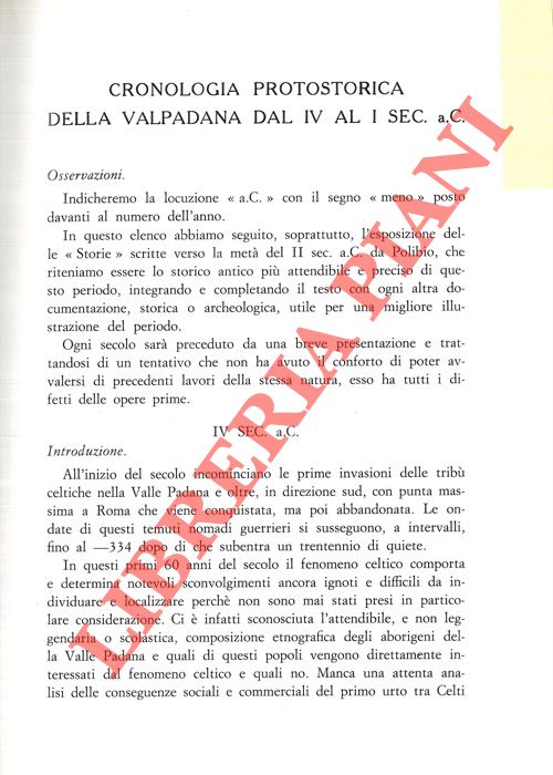 CRIVELLI Aldo - - Cronologia protostorica della Valpadana dal II al I sec. a. C. .