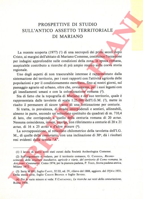 CORBETTA Mario - - Prospettive di studio sull'antico assetto territoriale di Mariano.