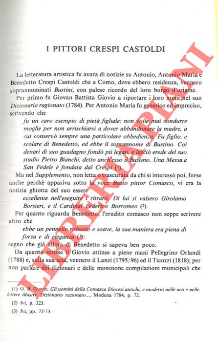PACCIAROTTI Giuseppe - - I pittori Crespi Castoldi.