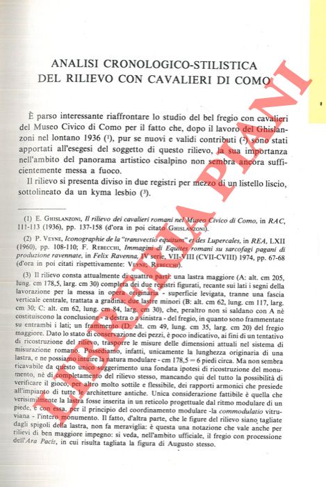 MAGGI Stefano - - Analisi cronologico-stilistica del rilievo con cavalieri di Como.