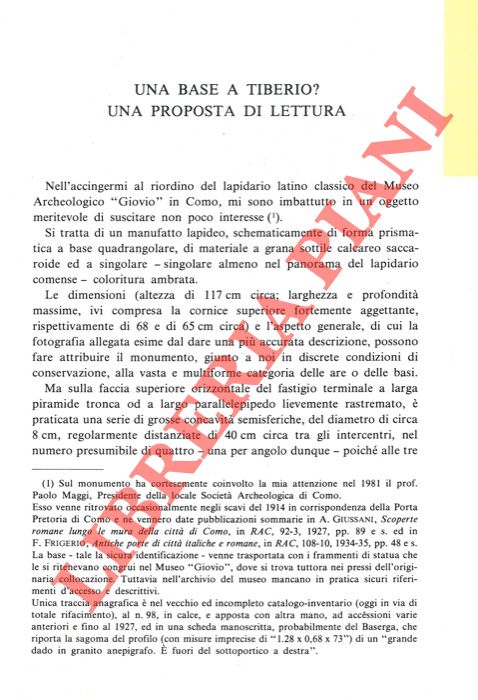 SARTORI Antonio - - Una base a Tiberio? Una proposta di lettura.