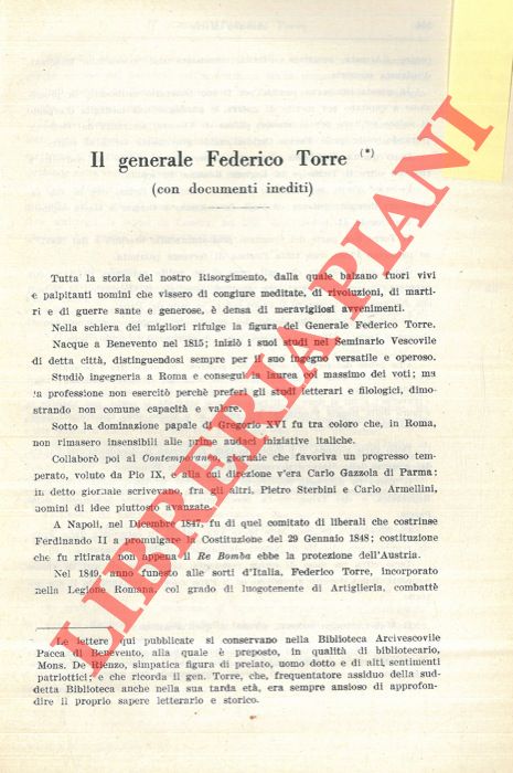 MIELE Amato - - Il generale Federico Torre.