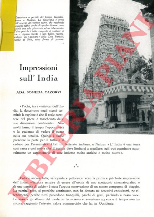 SOMEDA CAZORZI Ada - - Impressioni sull'India.