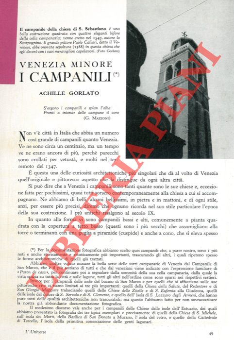 GORLATO Achille - - Venezia minore: i campanili.