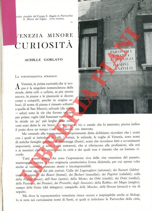 GORLATO Achille - - Venezia minore: curiosit.