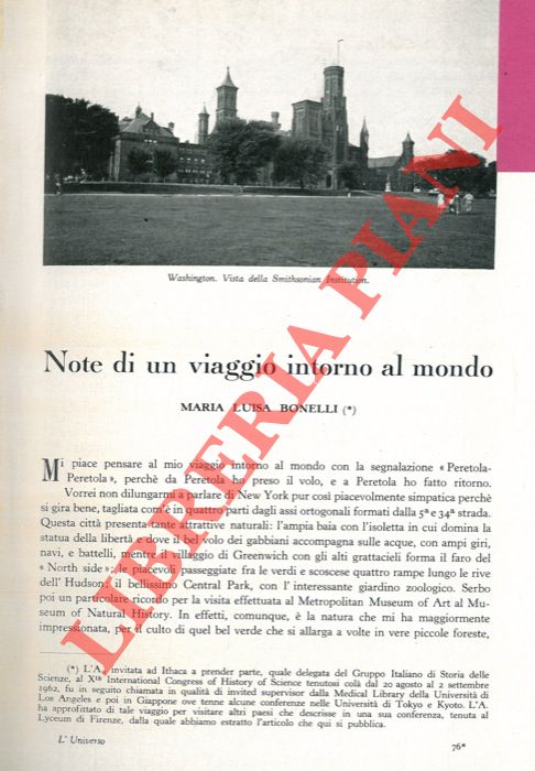 BONELLI Maria Luisa - - Note di un viaggio intorno al mondo.