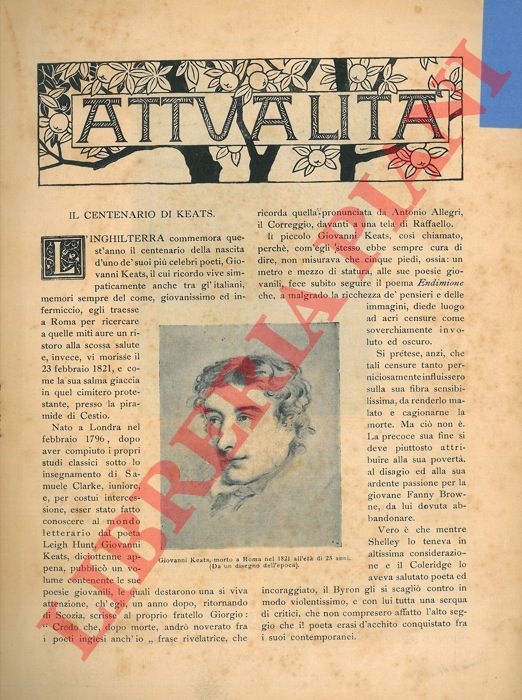 PICA Vittorio - - Il centenario di Keats.