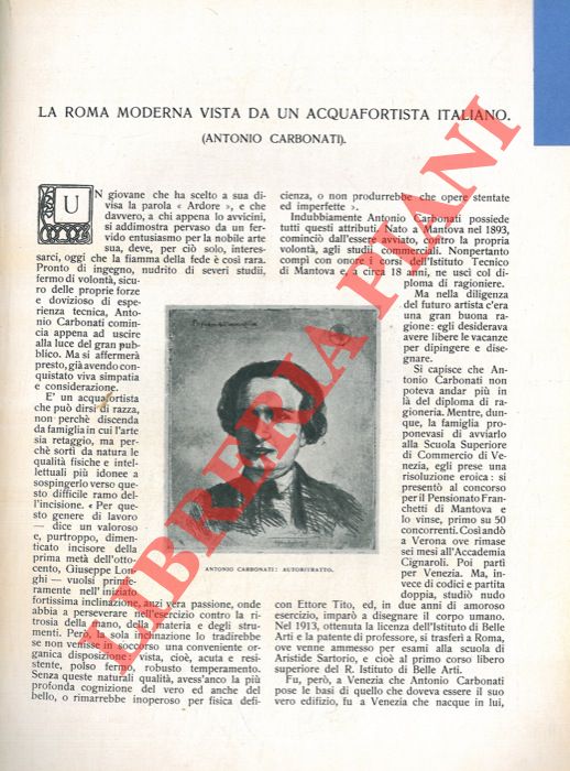 LANCELLOTTI Arturo - - La Roma moderna vista da un acquafortista italiano (Antonio Carbonati) .