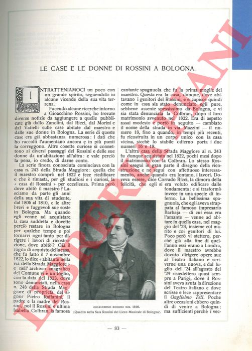 NASCIMBENI Giovanni - - Le case e le donne di Rossini a Bologna.