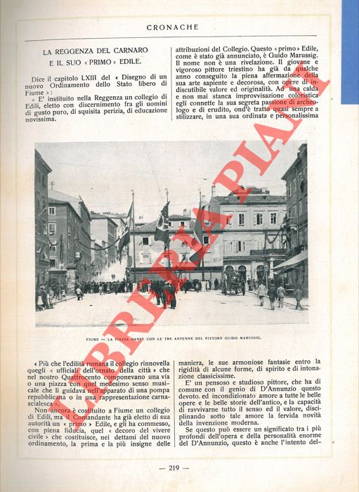 R. F. - - La Reggenza del Carnaro e il suo 'primo' Edile.