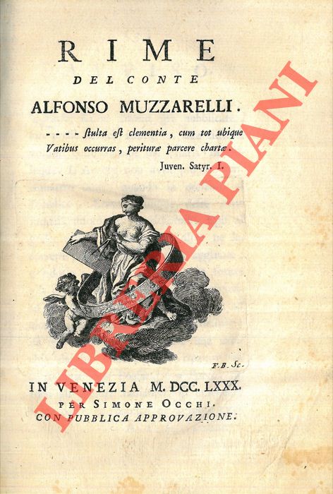 MUZZARELLI Alfonso - - Rime del Conte Alfonso Muzzarelli.