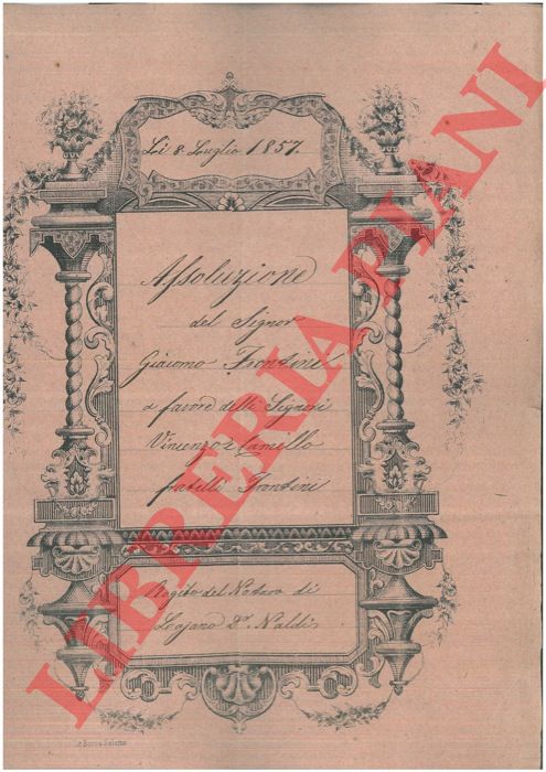 Frontini - - Assoluzione per un predio detto Casoni.