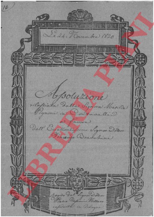 Pignoni - Contavalli - Branchini - - Assoluzione per beni posti nel Comune di S.Agata.