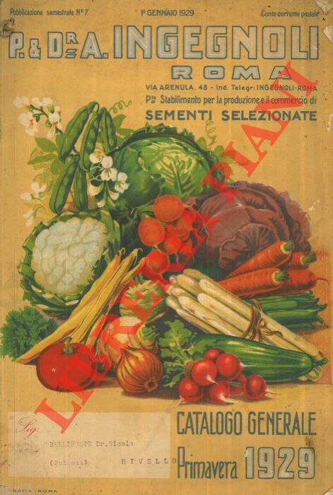 Fratelli Ingegnoli. Milano - - Catalogo generale. Primavera 1929.