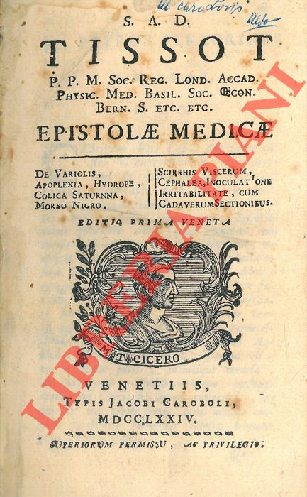 TISSOT - - Epistolae medicae.
