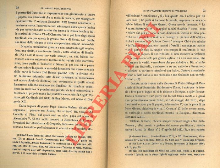GUASTI Cesare - - Gli avanzi dell'archivio di un pratese vescovo di Volterra che fu al Concilio di Costanza.