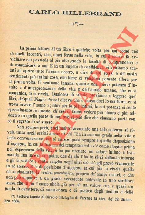 BARZELLOTTI Giacomo - - Carlo Hillebrand.