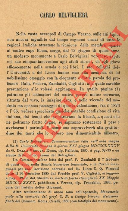 DEL LUNGO I. - - Carlo Belviglieri.