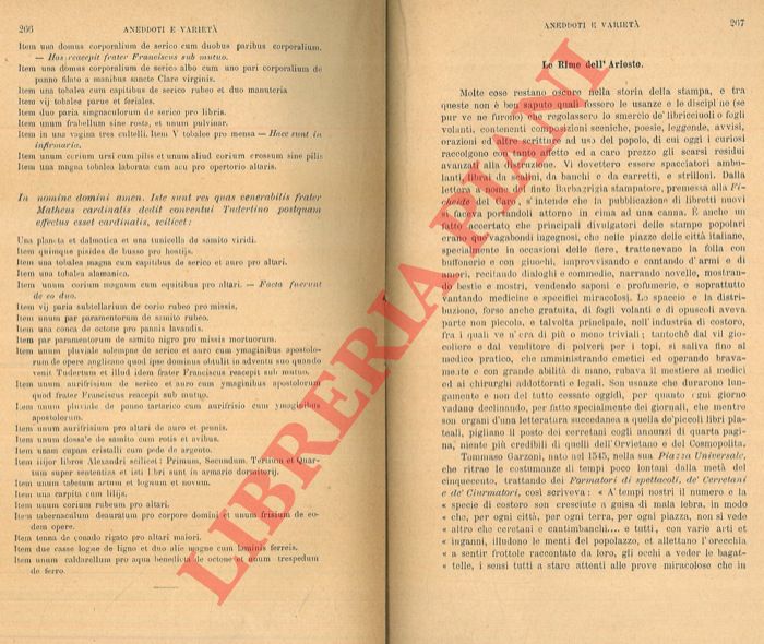 BONGI Salvatore - - Le Rime dell'Ariosto.