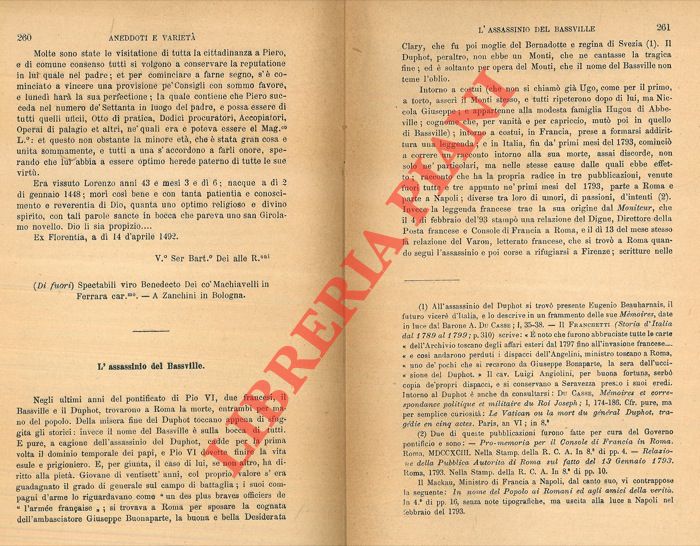 SFORZA Giovanni - - L'assassinio del Bassville.