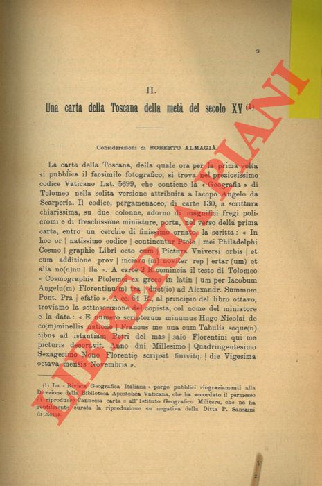 ALMAGIA' Roberto - - Una carta della Toscana della met del secolo XV.