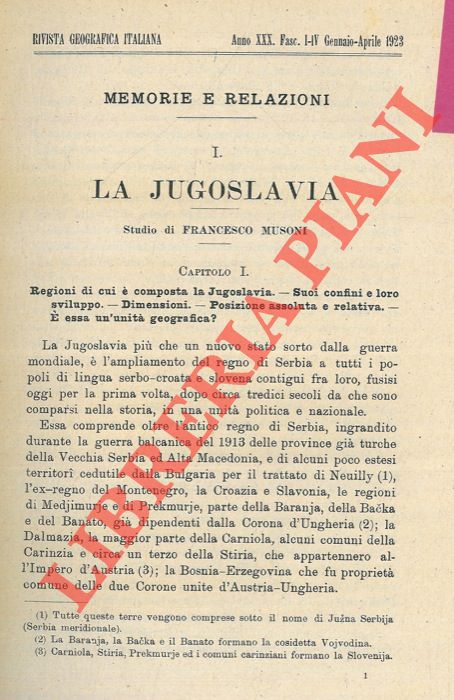 MUSONI Francesco - - La Jugoslavia.