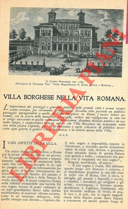 ALBANO Elisa - - Villa Borghese nella vita romana.