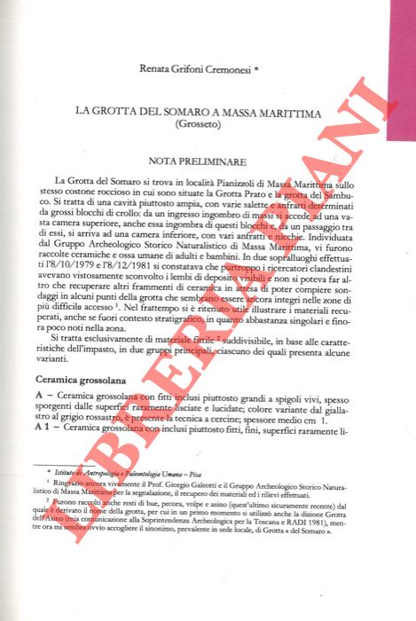 GRIFONI CREMONESI Renata - - La Grotta del Somaro a Massa Marittima (Grosseto) .