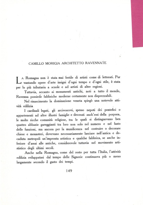 BENINI Alieto - - Camillo Morigia architetto ravennate.