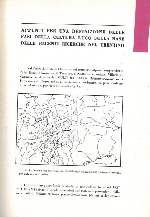 PERINI R. - - Appunti per una definizione delle fasi della cultura di Luco sulla base delle recenti ricerche nel Trentino.