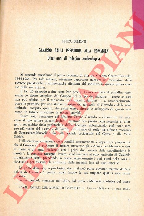 SIMONI Piero - - Gavardo dalla preistoria alla romanit: dieci anni di indagine archeologica.