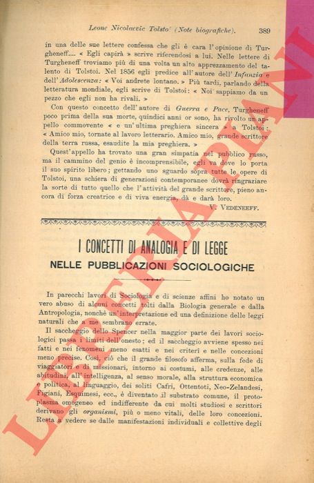 BONARDI Edoardo - - I concetti di analogia e di legge nelle pubblicazioni sociologiche.