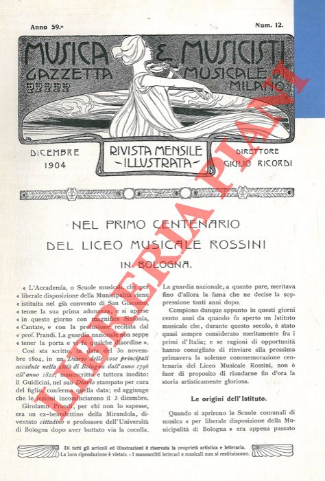 PESCI Ugo - - Nel Primo Centenario del Liceo Musicale Rossini in Bologna.