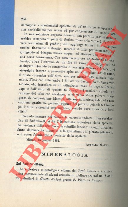 CORSI Arnaldo - - Sul Polluce elbano.