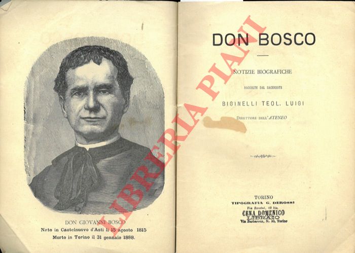 BIGINELLI Luigi - - Don Bosco. Notizie biografiche.