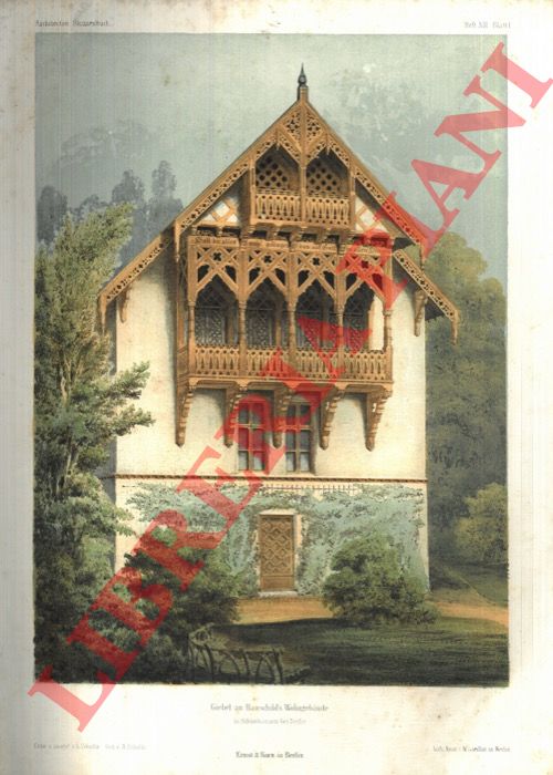- - Architektonisches Skizzen-Buch. Eine Sammlung von Landhusern, Villen, lndlichen Gebuden, Gartenhusern, Gartenverzierungen, Gittern, Erkern, Balkons, Blumenfenstern, Brunnen, Springbrunnen, Hofgebuden, Einfassungsmauern, Candelabern, Grabmonumenten ... Mit Details.