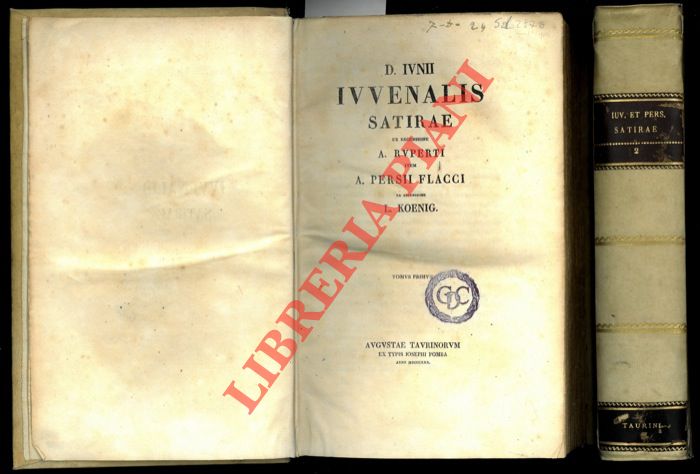 GIOVENALE Decimo Giunio - - Satirae. Ex recensione A. Ruperti item A. Persii Flacci. Ex recensione L. Koenig.