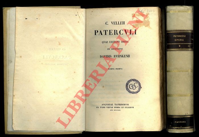 PATERCOLO Marco Velleio - - Quae extant opera. Ex recensione Davidis Ruhnkenii.