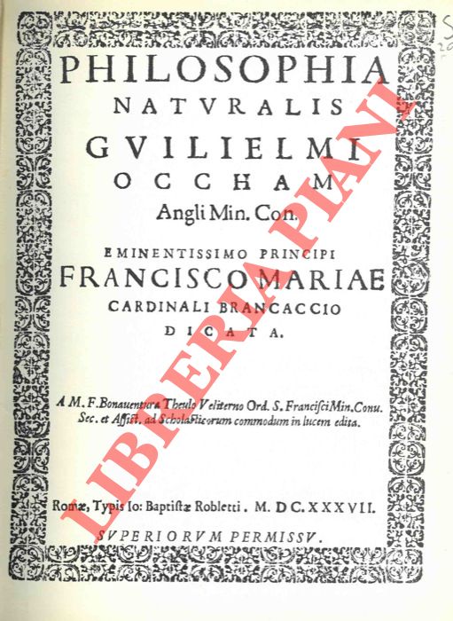 OCCHAM Gvilielmi - - Philosophia naturalis.