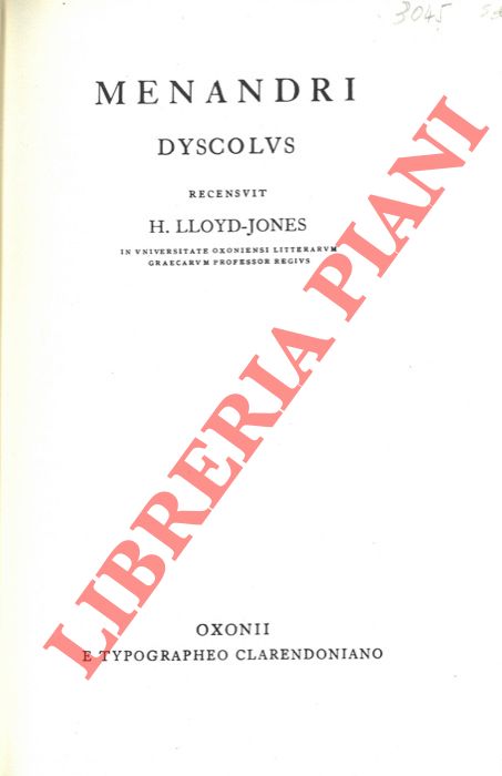 (LLOYD Jones H.) - - Menandri Dyscolus.