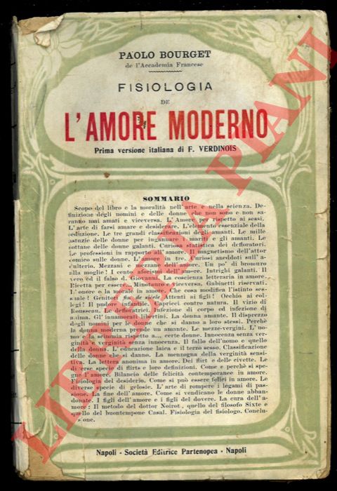 BOURGET Paolo - - Fisiologia de l'amore moderno.